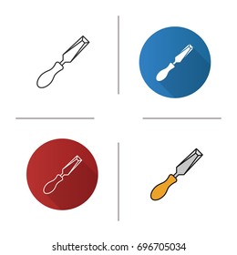 Chisel icon. Flat design, linear and color styles. Isolated vector illustrations