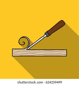 Chisel icon in flat style isolated on white background. Sawmill and timber symbol stock vector illustration.
