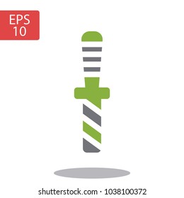 Chisel icon. Gray background with green. Vector illustration.