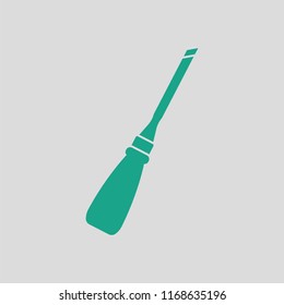 Chisel icon. Gray background with green. Vector illustration.