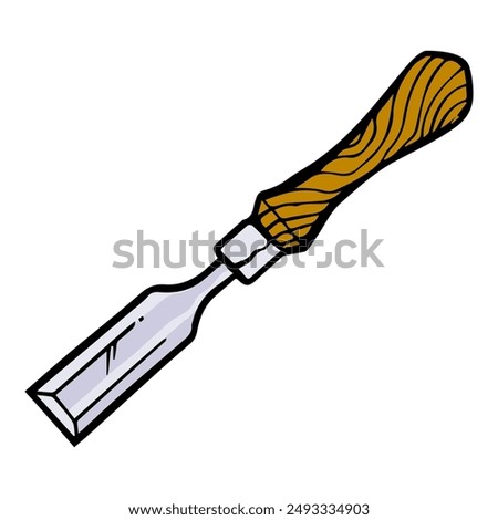 chisel icon hand drawn color vector illustration