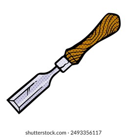 chisel icon hand drawn halftone color vector illustration