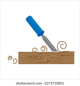 Chisel Icon, Hand Tool Icon, Sharp Blade For Carving, Cutting Of Wood, Metal, Stone Vector Art Illustration