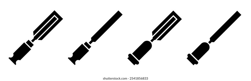 Chisel icon illustration. Black and white chisel icon set. Stock vector collection.