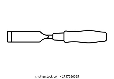 Icono de cincel en estilo de arte en línea aislado en fondo blanco. Herramienta Carpintero. Ilustración vectorial.
