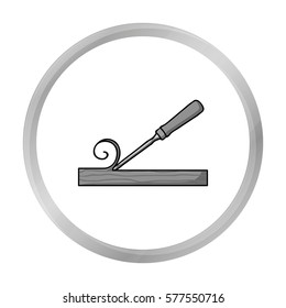Chisel icon in monochrome style isolated on white background. Sawmill and timber symbol stock vector illustration.