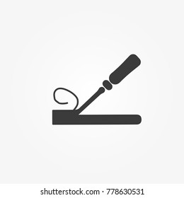 Chisel icon in monochrome style isolated on white background. Sawmill and timber symbol stock vector illustration.
