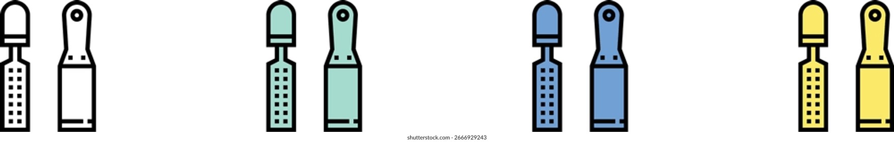 chisel icon. Outline, Green, Blue and Yellow Style Design Isolated On White Background