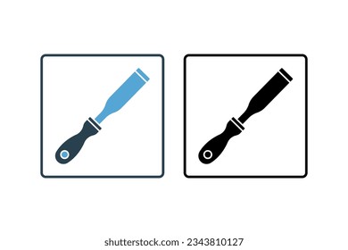 Chisel Icon. Icon related to woodworking, sculpting, crafting, applications, user interfaces. solid icon style. Simple vector design editable