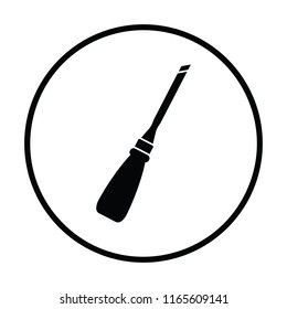Chisel icon. Thin circle design. Vector illustration.