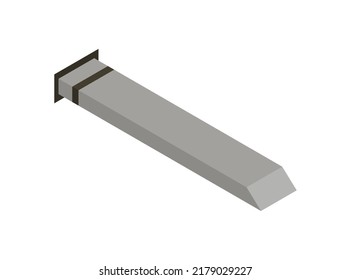Chisel isometric hand tool. Detailed icon of tool for handyman repair. Vector equipment of builder instrument. Tool supplies on white background