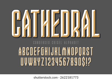 Diseño de letras de cincel, estilo de alfabeto vintage original. Control de muestras de color. 