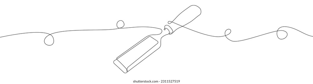 Vector de dibujo continuo de línea de cincel. Fondo vectorial Chisel de una línea de Carpintero. Icono de martillo de construcción. Esquema continuo de una herramienta Chisel.