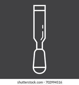 Chisel line icon, build and repair, carpenter sign vector graphics, a linear pattern on a black background, eps 10.