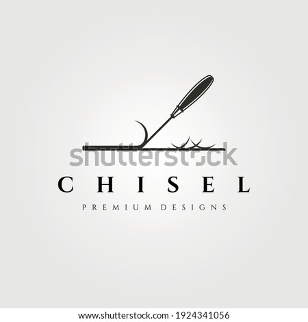 chisel logo vector symbol for woodwork carpentry illustration design