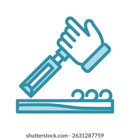 Ícone de cor de tom duplo da ilustração mini do cinzel, uso para engenharia civil, indústria, construção, UI, kit UX, desenvolvimento de aplicativo e web, digital ou impressão.