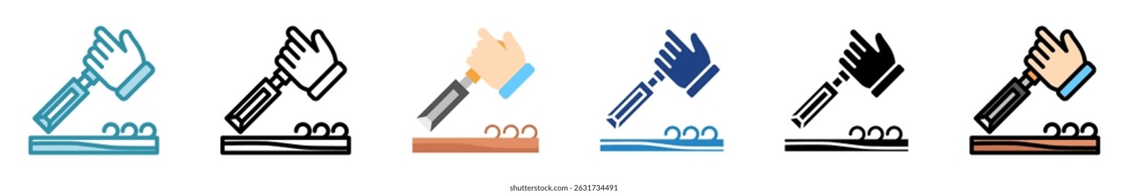 Cinzel multi estilo, mini conjunto de ícones de ilustração. contorno, plano, glifo, cor de linha. vetor para UI, UX, aplicativo, web, digital ou impressão, relacionado à indústria, construção, engenharia civil.