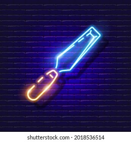Chisel neon icon. Vector illustration for design. Repair tool glowing sign. Construction tools concept.