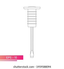 Chisel on metal with a comfortable soft handle. Linear design On a white background. Tools for a locksmith. Flat vector illustration.