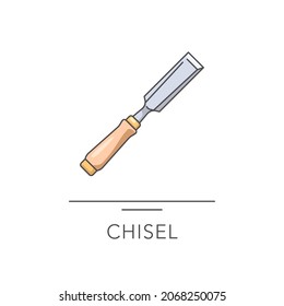 Chisel outline colorful icon. Vector illustration. Collection
