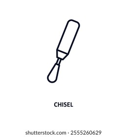 chisel outline icon.  Thin line icon from construction collection. Editable vector isolated on white background