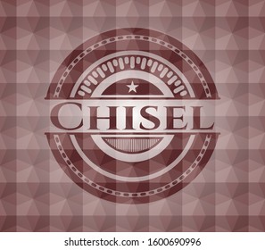 Chisel red seamless badge with geometric background.