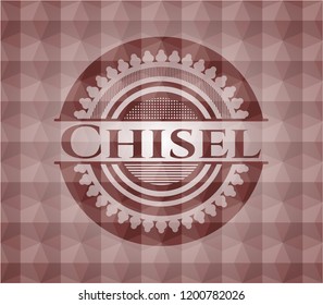 Chisel red seamless geometric emblem.