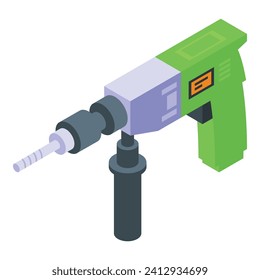 Chisel rotary steel tool icon isometric vector. Work house power. Drill hammer