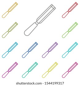 Chisel, sharp multi color icon. Simple thin line, outline vector of construction tools icons for ui and ux, website or mobile application