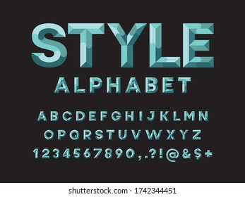 Chisel style alphabet design with uppercase, numbers and symbols