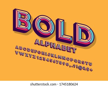 Chisel style alphabet design with uppercase, numbers and symbols