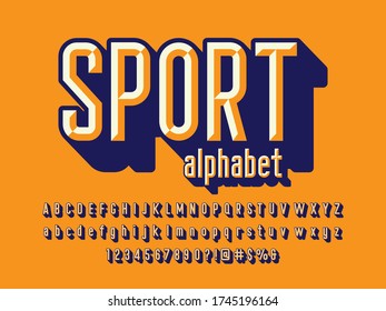 Chisel style alphabet design with uppercase, lowercase, number and symbols