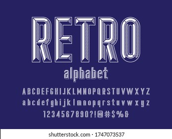 Chisel style alphabet design with uppercase, lowercase, number and symbols
