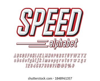 Chisel style alphabet design with uppercase, lowercase, number and symbols