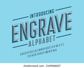 Chisel style alphabet design with uppercase, number and symbols