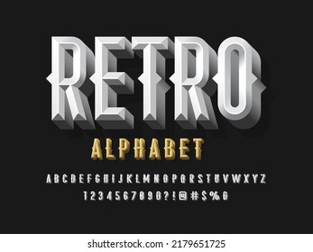 Chisel style alphabet design with uppercase, number and symbols