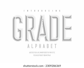 Chisel style alphabet design with uppercase, number and symbols