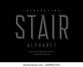 Chisel-Alphabet-Design mit Großbuchstaben, Zahlen und Symbolen