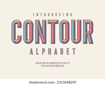 Chisel style alphabet design with uppercase, number and symbols