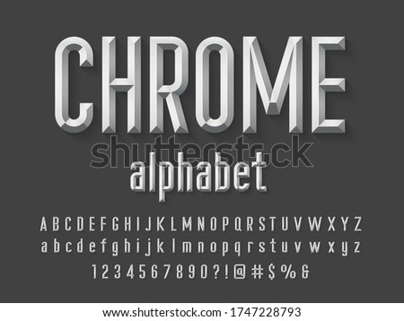 Chisel style alphabet design with uppercase, lowercase, number and symbols