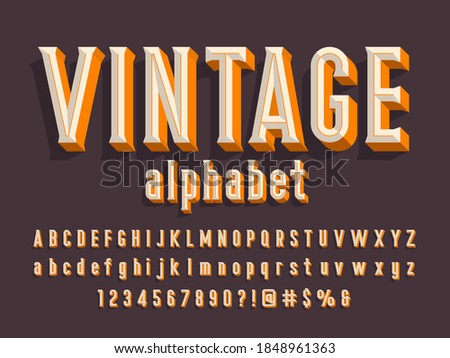Chisel style alphabet design with uppercase, lowercase, number and symbols