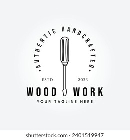 chisel tool for carpenter line art logo vector illustration vintage design
