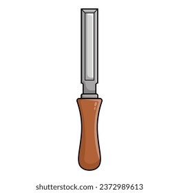 Chisel tool icon in cartoon style isolated on white background vector illustration