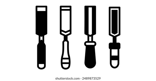 chisel tool icon vector design symbol sign black white color illustration collection set isolated