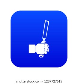 Chisel tool in man hend icon digital blue for any design isolated on white vector illustration