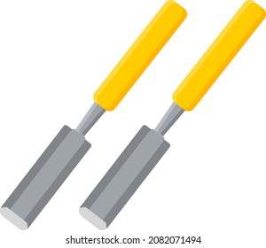 Chisel tools, illustration, vector on a white background.