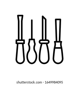 Chisel Tools Vector Outline Icon. EPS 10 File