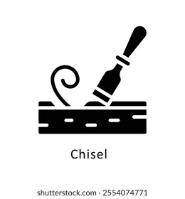 Chisel vector Glyph Cricle Icon.Eps file 10