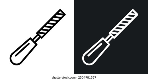 Chisel vector icon set black and white filled and outlined style.