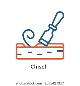 Chisel Vector Two Colors Outline Icon. Eps file 10
